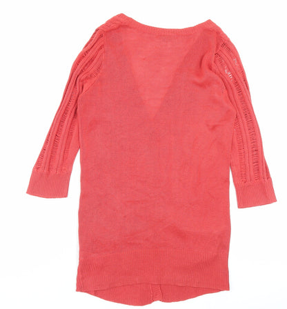 5 Pre View Womens Pink V-Neck Acrylic Cardigan Jumper Size 12
