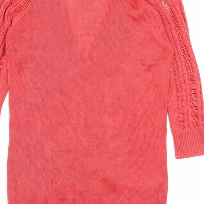 5 Pre View Womens Pink V-Neck Acrylic Cardigan Jumper Size 12