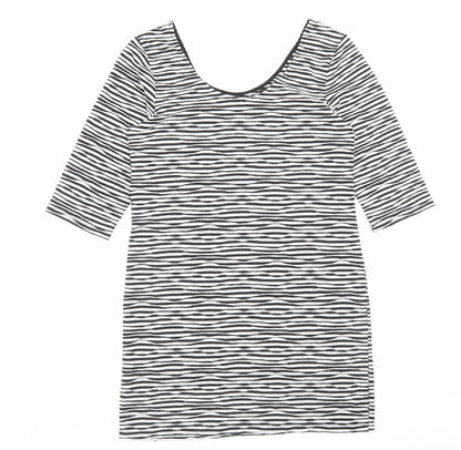 Atmosphere Womens Black Striped Polyester A-Line Size 16 Scoop Neck Pullover