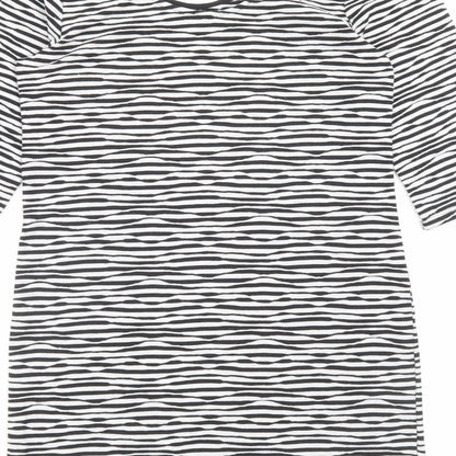 Atmosphere Womens Black Striped Polyester A-Line Size 16 Scoop Neck Pullover