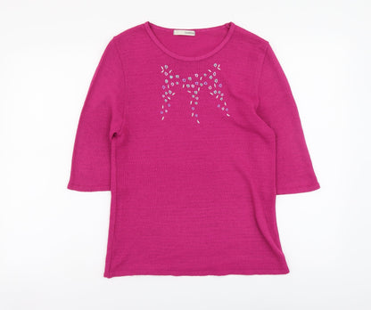 George Womens Purple Round Neck Acrylic Pullover Jumper Size 12