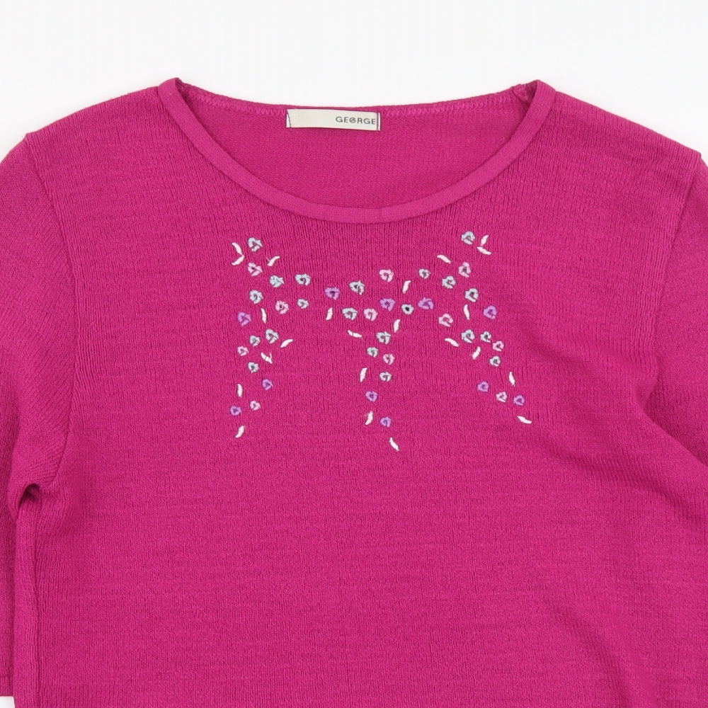 George Womens Purple Round Neck Acrylic Pullover Jumper Size 12