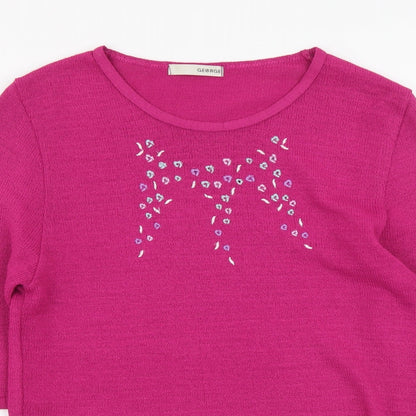 George Womens Purple Round Neck Acrylic Pullover Jumper Size 12