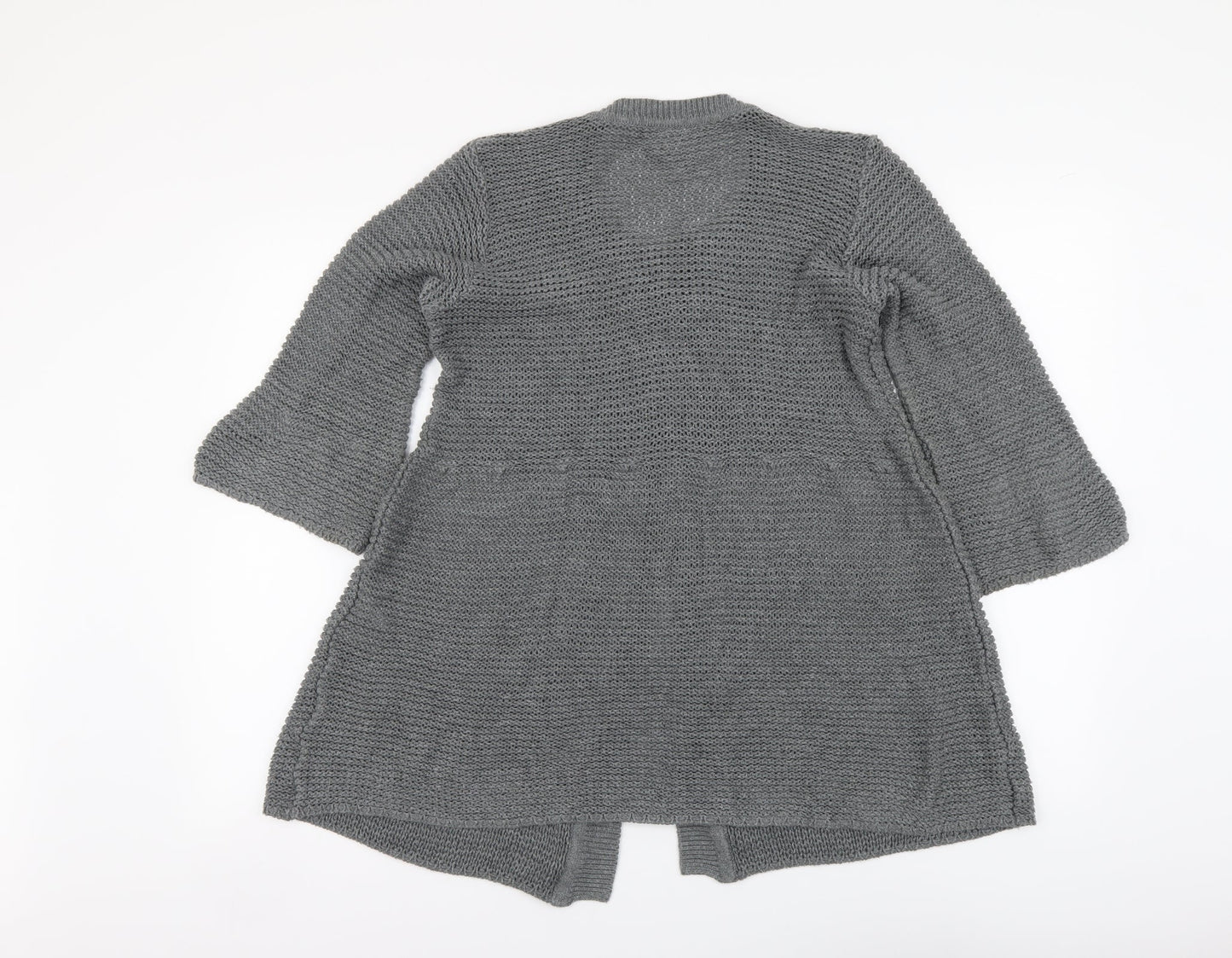 Linique Womens Grey Round Neck Cotton Cardigan Jumper Size L