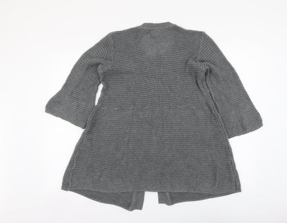 Linique Womens Grey Round Neck Cotton Cardigan Jumper Size L