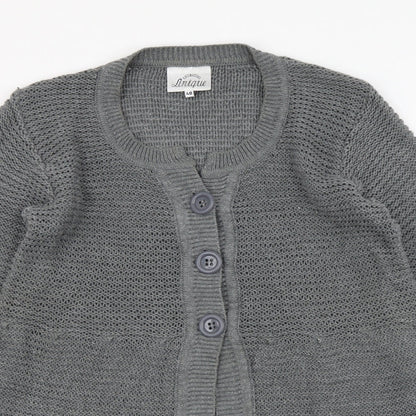 Linique Womens Grey Round Neck Cotton Cardigan Jumper Size L