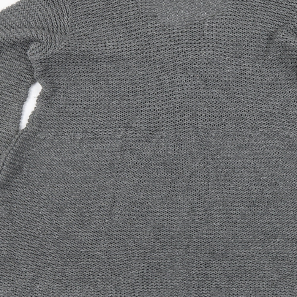Linique Womens Grey Round Neck Cotton Cardigan Jumper Size L