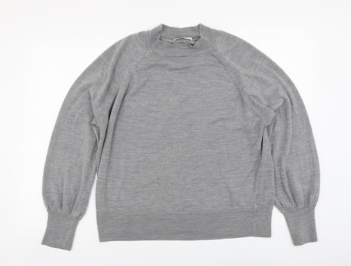 George Womens Grey Round Neck Acrylic Pullover Jumper Size 18