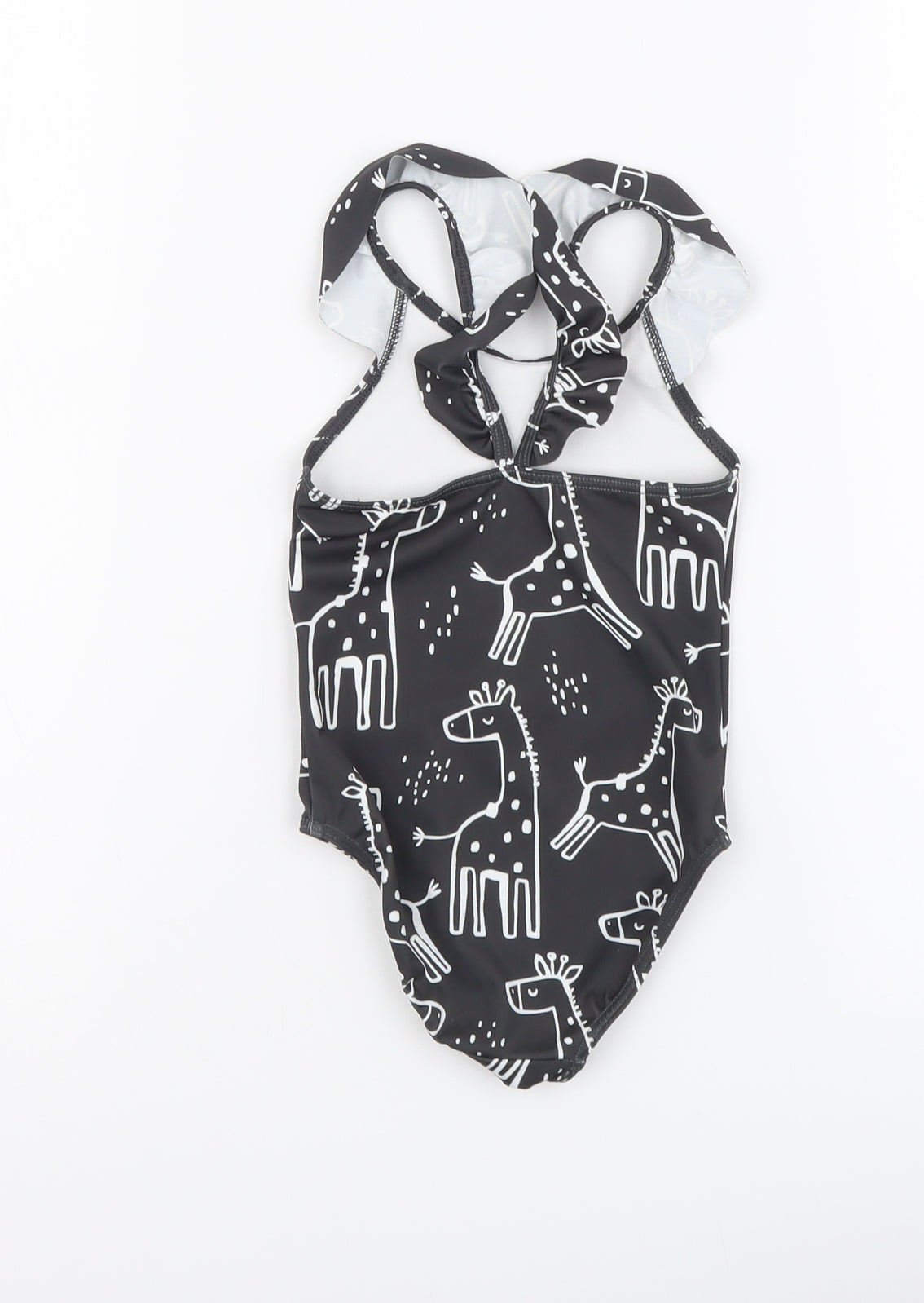 F&F Girls Grey Geometric Polyester Bodysuit One-Piece Size 2-3 Years Pullover - Giraffe Print Swimwear
