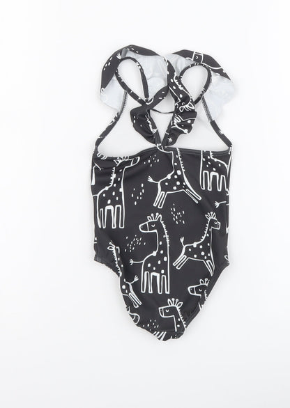 F&F Girls Grey Geometric Polyester Bodysuit One-Piece Size 2-3 Years Pullover - Giraffe Print Swimwear