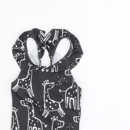 F&F Girls Grey Geometric Polyester Bodysuit One-Piece Size 2-3 Years Pullover - Giraffe Print Swimwear