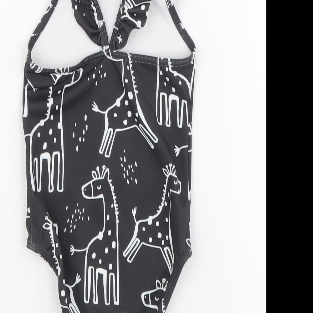 F&F Girls Grey Geometric Polyester Bodysuit One-Piece Size 2-3 Years Pullover - Giraffe Print Swimwear