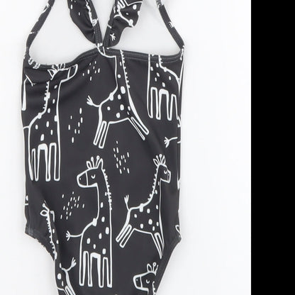 F&F Girls Grey Geometric Polyester Bodysuit One-Piece Size 2-3 Years Pullover - Giraffe Print Swimwear