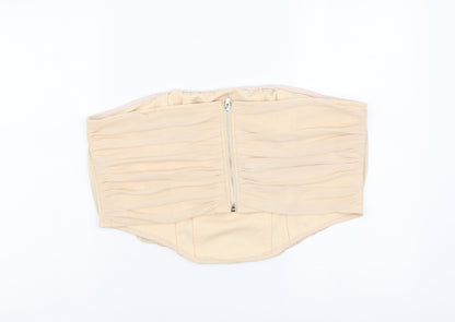 Womens UK Size 22 Missguided Beige Cropped Blouse