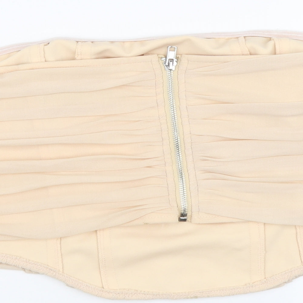 Womens UK Size 22 Missguided Beige Cropped Blouse