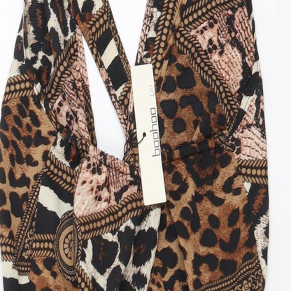 Boohoo Womens Black Geometric Polyester Bodysuit One-Piece Size 6 Snap