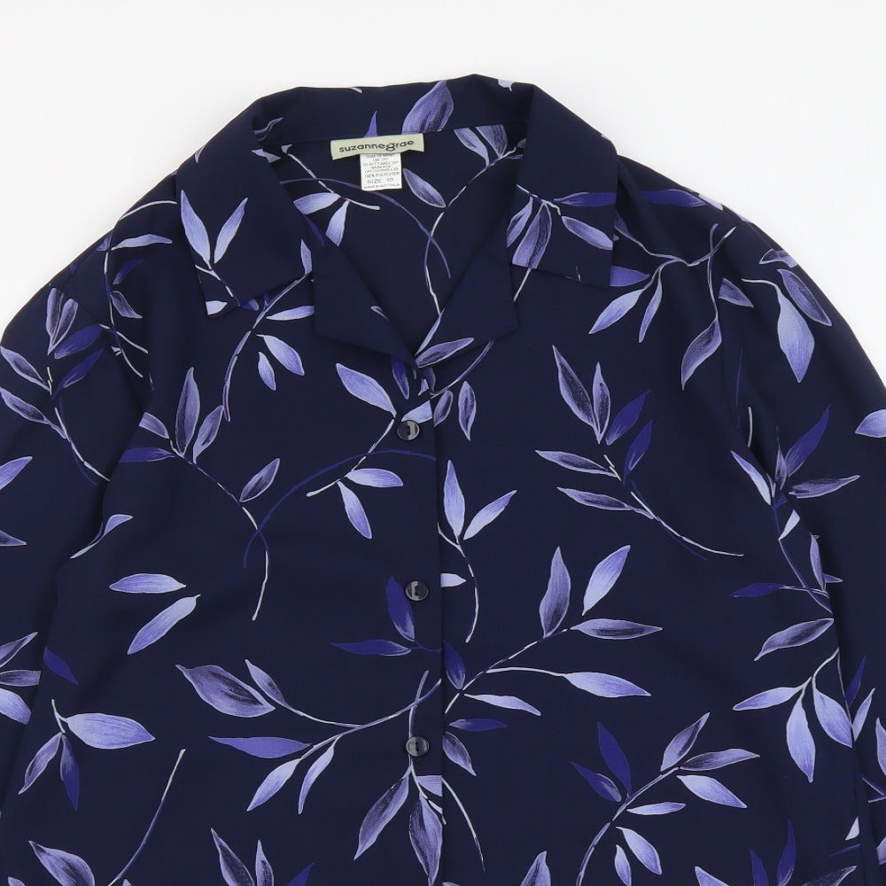 Womens UK Size 10 Suzanne Grae Blue Basic Button-Up