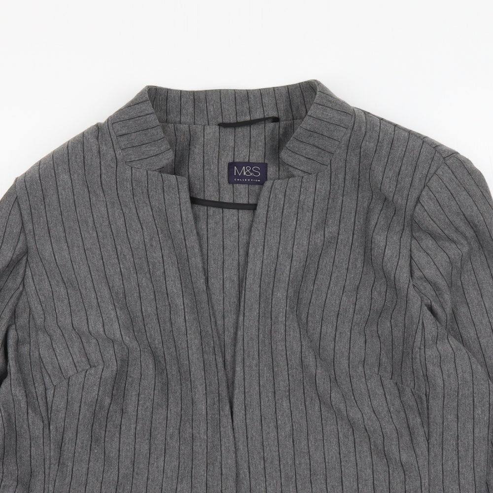 Marks and Spencer Womens Gold Striped Polyester Jacket Suit Jacket Size 18