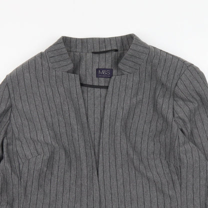 Marks and Spencer Womens Gold Striped Polyester Jacket Suit Jacket Size 18