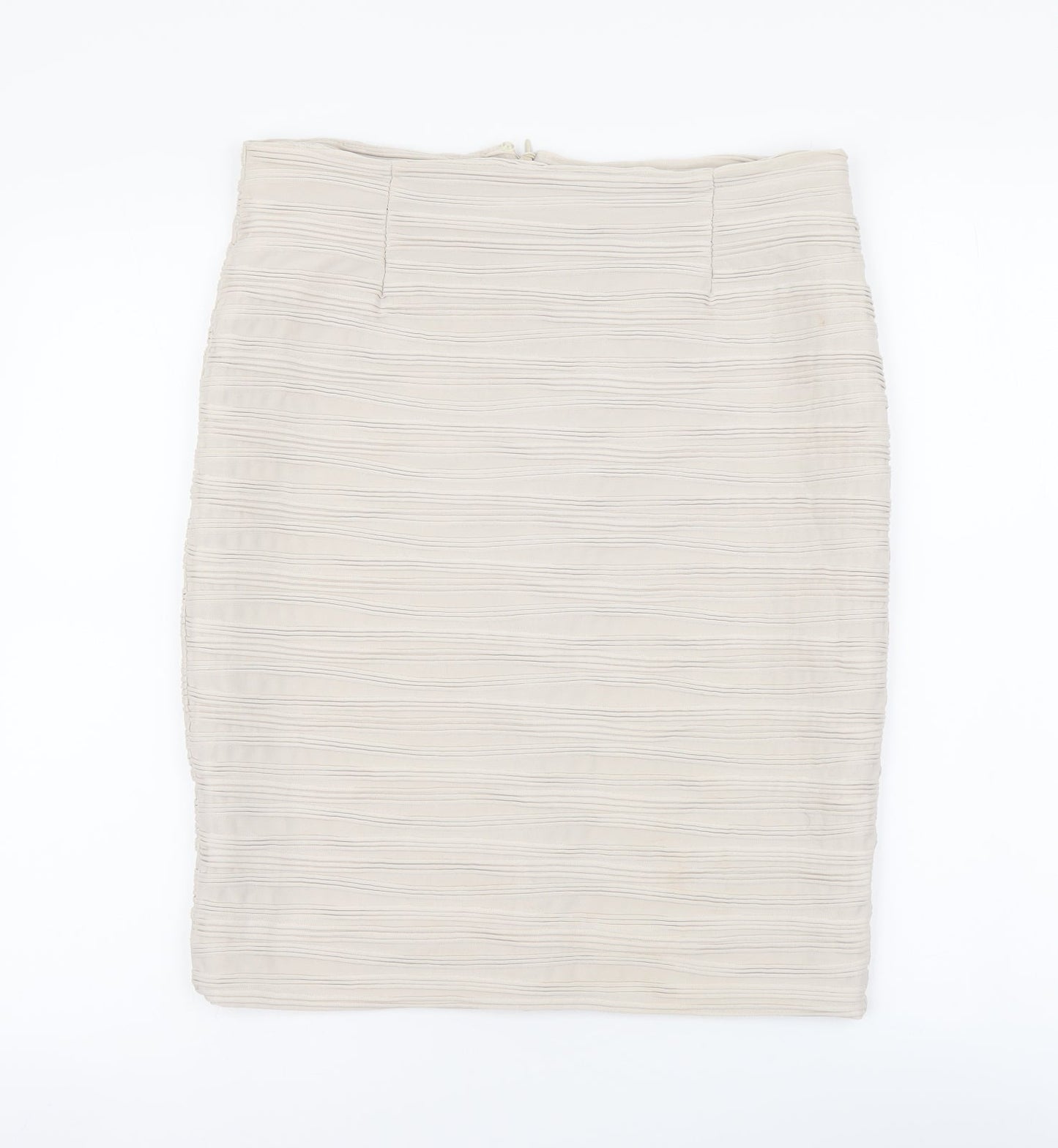 H&M Womens Beige Polyester A-Line Skirt Size M Zip