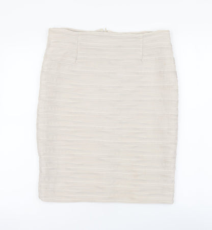 H&M Womens Beige Polyester A-Line Skirt Size M Zip