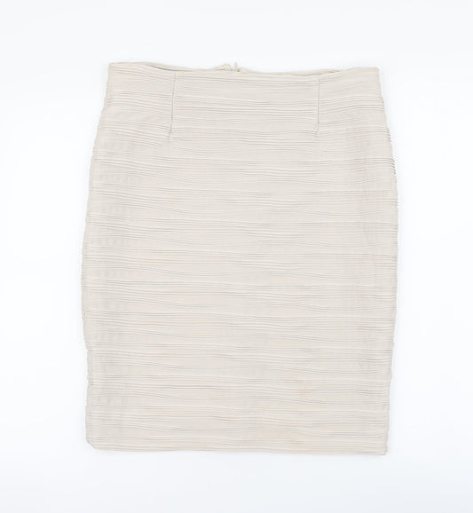 H&M Womens Beige Polyester A-Line Skirt Size M Zip