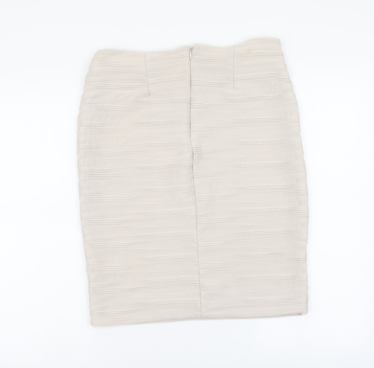 H&M Womens Beige Polyester A-Line Skirt Size M Zip