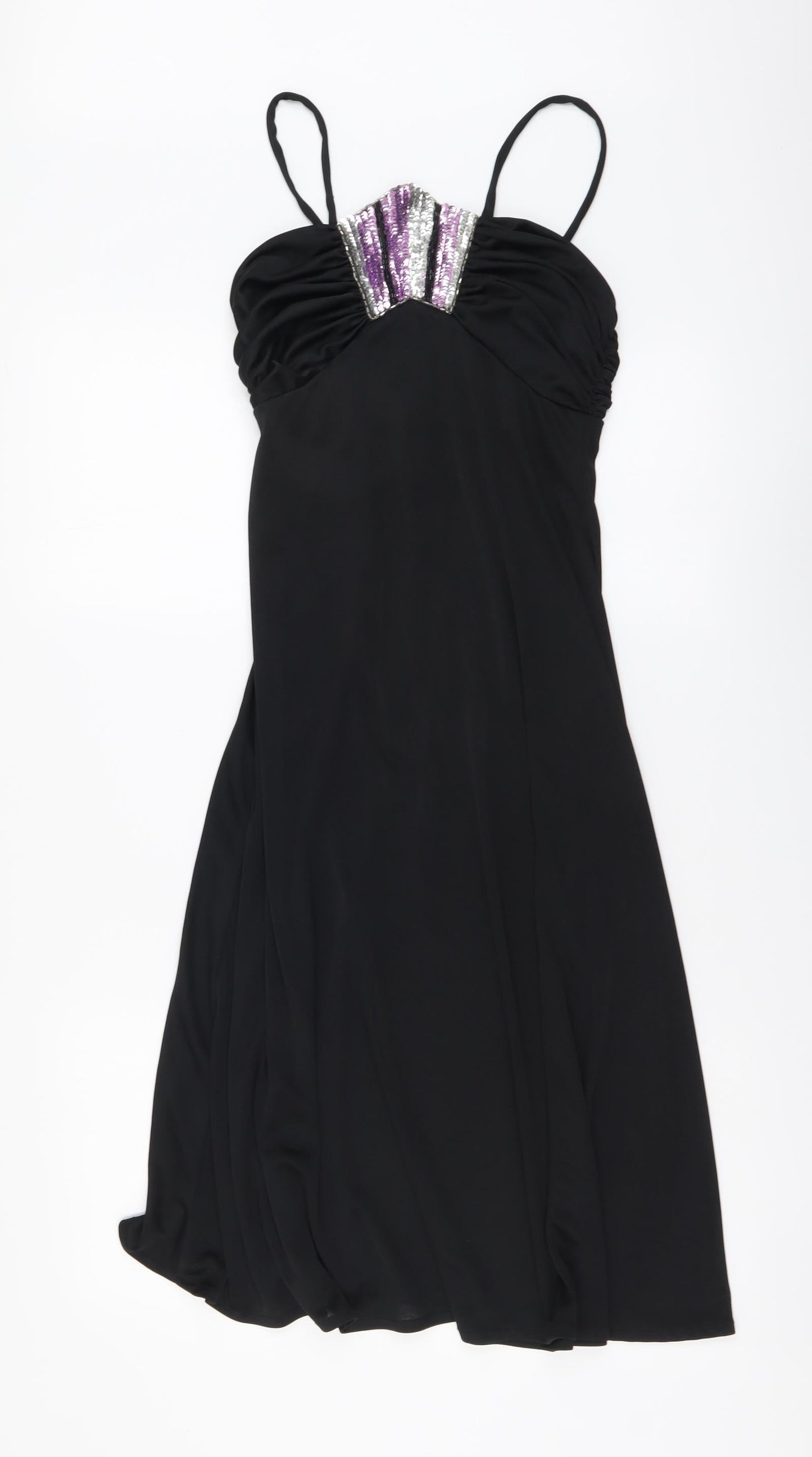 Shubette Womens Black Polyester A-Line Size 12 V-Neck Zip