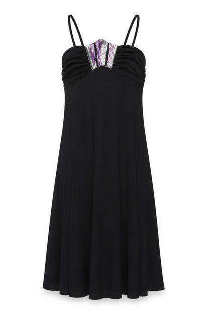 Shubette Womens Black Polyester A-Line Size 12 V-Neck Zip
