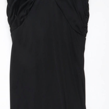 Shubette Womens Black Polyester A-Line Size 12 V-Neck Zip