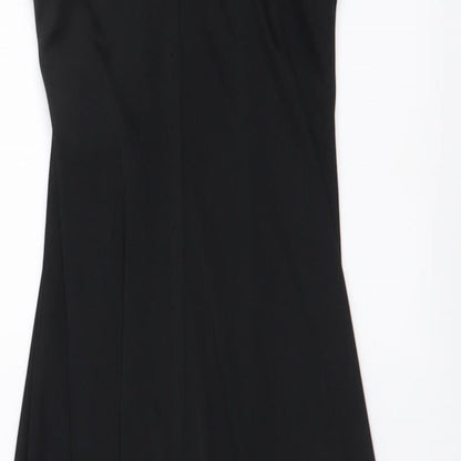 Shubette Womens Black Polyester A-Line Size 12 V-Neck Zip