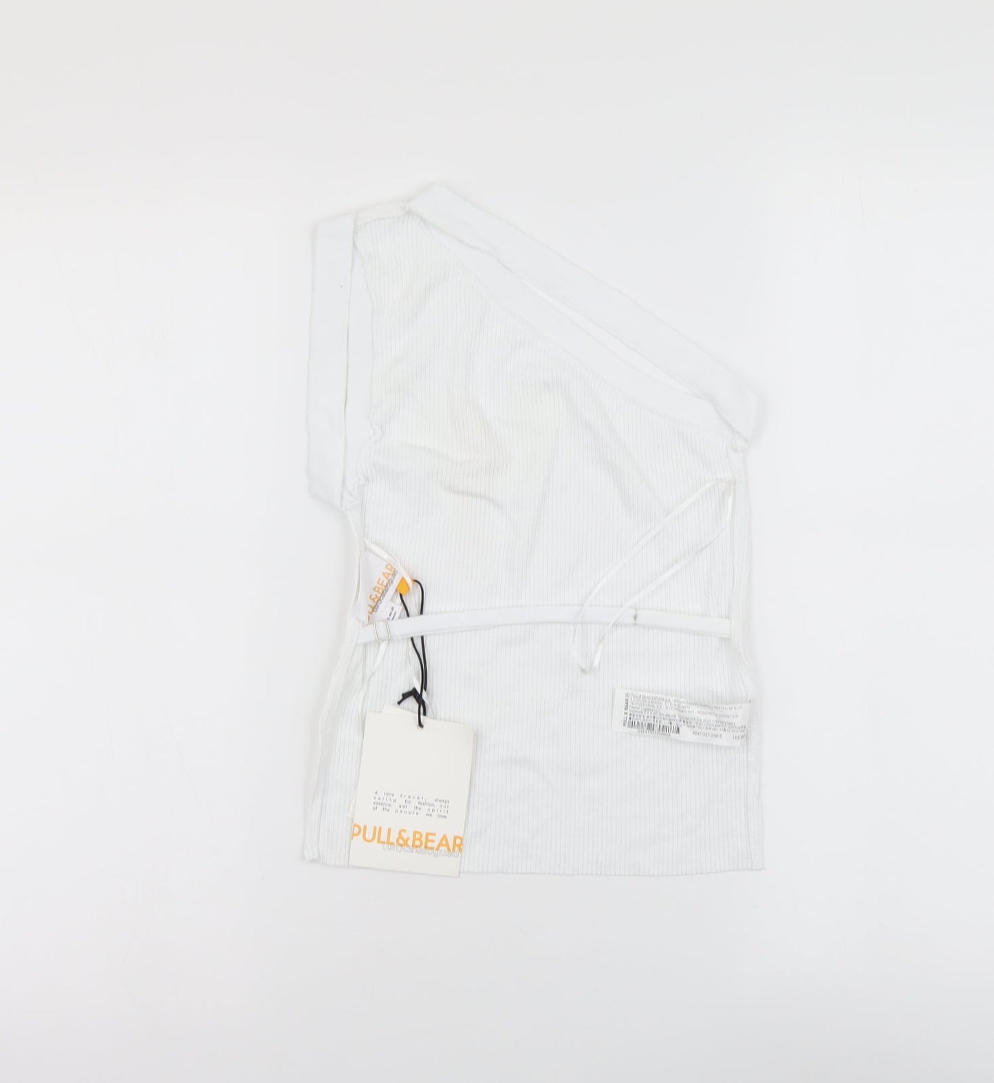 Pull&Bear Womens White Polyester Basic Blouse Size S One Shoulder