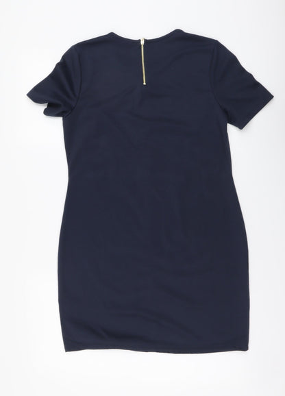 Atmosphere Womens Blue Polyester A-Line Size 10 Round Neck Zip