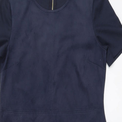 Atmosphere Womens Blue Polyester A-Line Size 10 Round Neck Zip