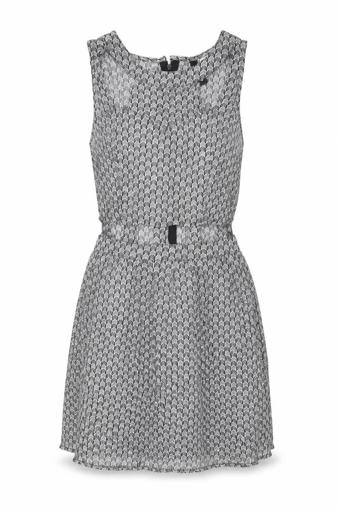 H&M Womens Black Geometric Polyester Mini Size 6 Round Neck Zip
