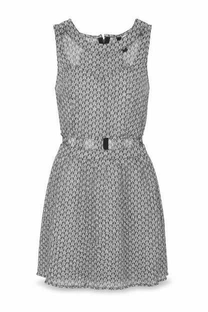 H&M Womens Black Geometric Polyester Mini Size 6 Round Neck Zip