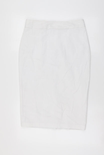 Marks and Spencer Womens White Polyester A-Line Skirt Size 30 in Zip