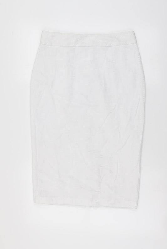 Marks and Spencer Womens White Polyester A-Line Skirt Size 30 in Zip