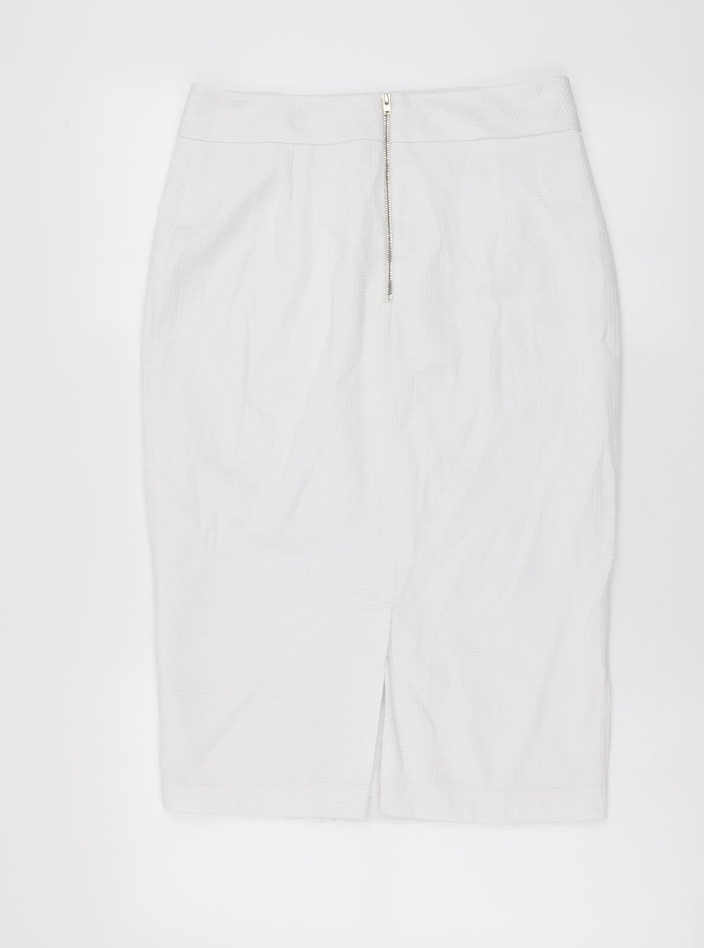 Marks and Spencer Womens White Polyester A-Line Skirt Size 30 in Zip