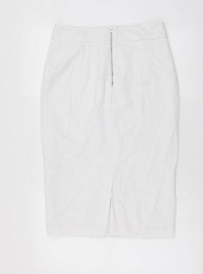 Marks and Spencer Womens White Polyester A-Line Skirt Size 30 in Zip