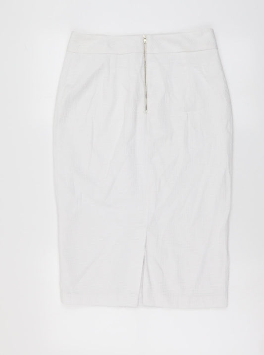 Marks and Spencer Womens White Polyester A-Line Skirt Size 30 in Zip