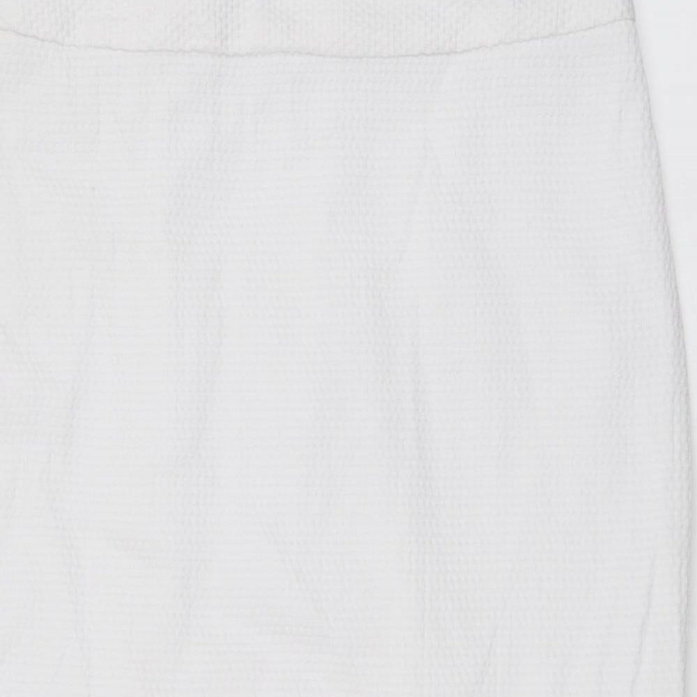 Marks and Spencer Womens White Polyester A-Line Skirt Size 30 in Zip