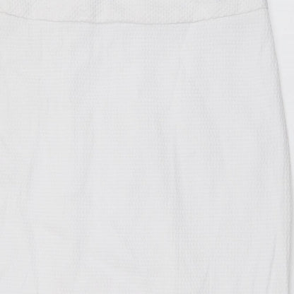Marks and Spencer Womens White Polyester A-Line Skirt Size 30 in Zip