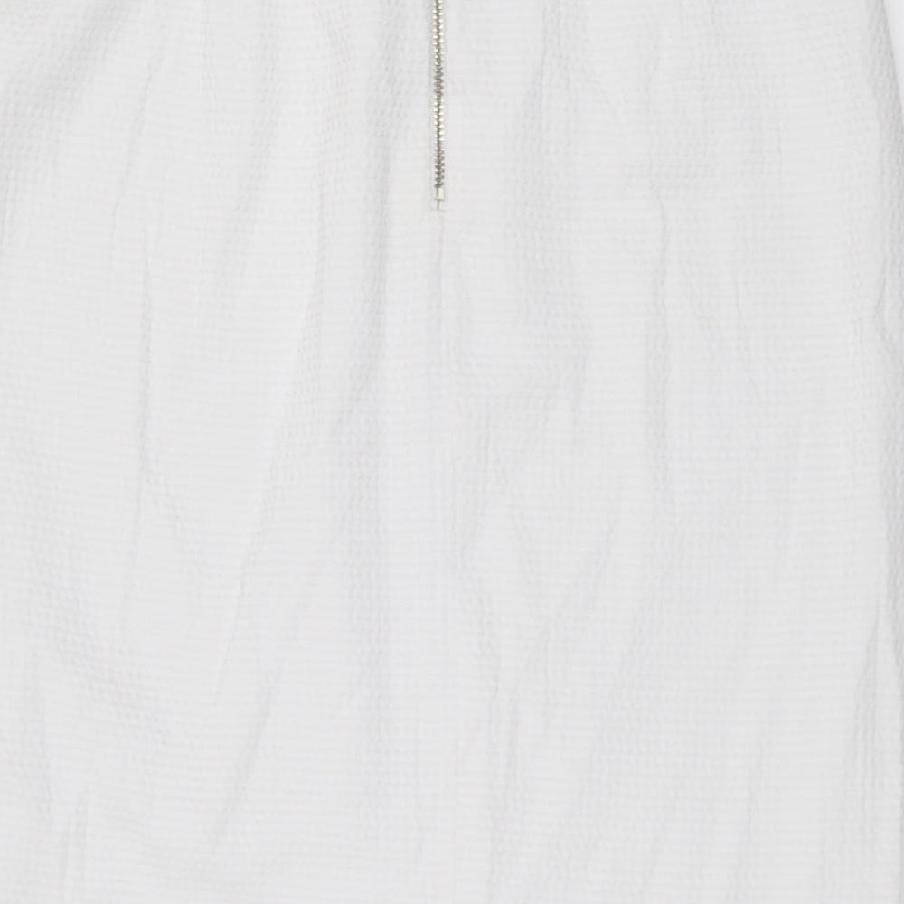 Marks and Spencer Womens White Polyester A-Line Skirt Size 30 in Zip