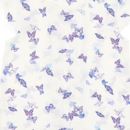 Atmosphere Womens White Geometric Polyester Basic Blouse Size 12 V-Neck - Butterfly pattern