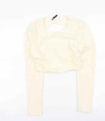 Womens UK Size S Zara Ivory Cropped Blouse