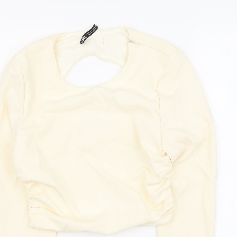 Womens UK Size S Zara Ivory Cropped Blouse