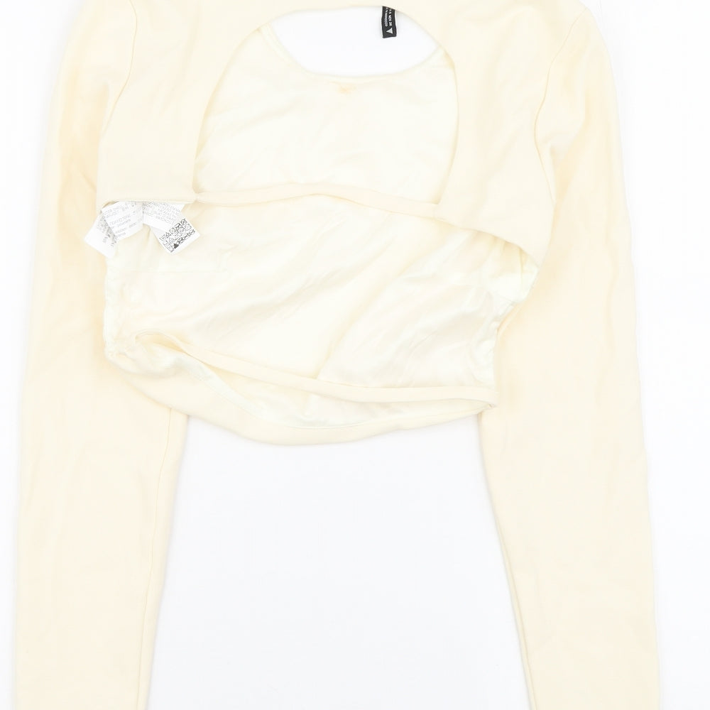 Womens UK Size S Zara Ivory Cropped Blouse