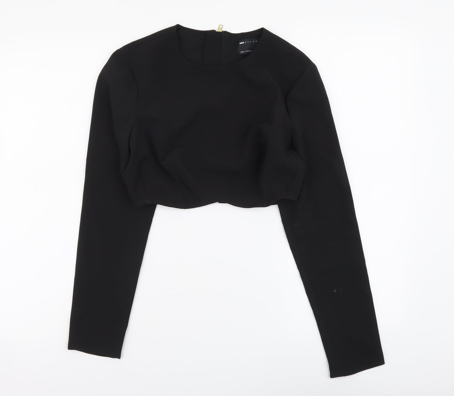 Womens UK Size 8 ASOS Black Cropped Blouse