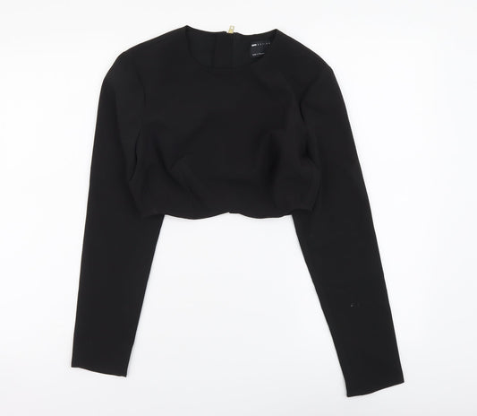 Womens UK Size 8 ASOS Black Cropped Blouse